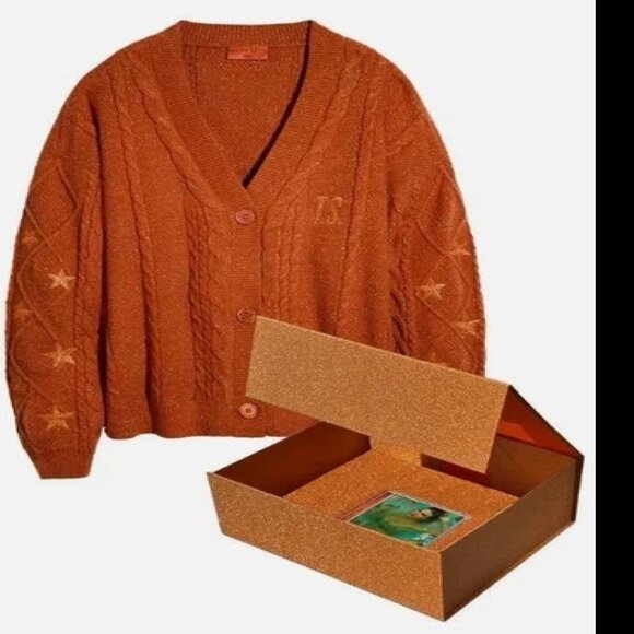 Taylor Swift Life of a Showgirl Orange M/L Cardigan & CD Glitter Box Set Sealed - Picture 1 of 3